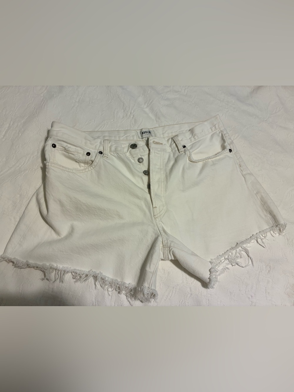 AGOLDE White Jean shorts  - White with Tan Stitching size 32